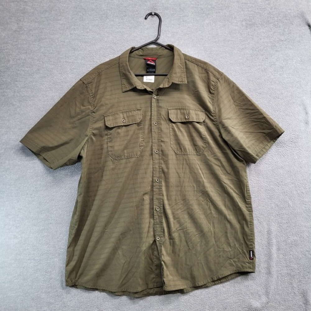 Gerry Men Button Up Shirt‎ 2XL Green Rip Stop Vented Fishing Outdoor Hiking